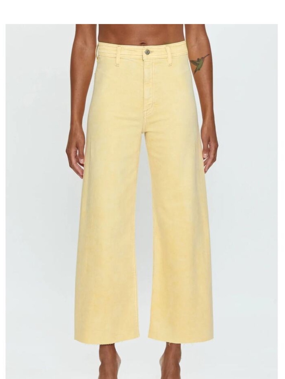 NWT PIstola Penny Cropped High Rise Wide-Leg Soft Yellow Jeans, size 28